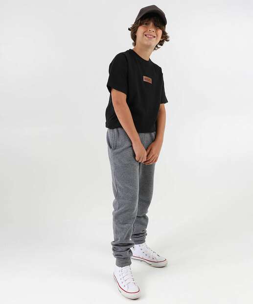 Camiseta Juvenil Textura Marisa Tam 10 a 16 Preto