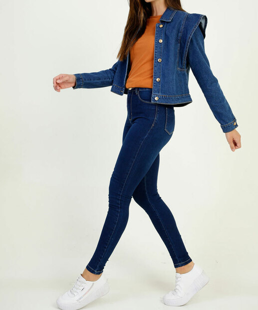 Jaqueta Feminina Botões Recorte Zune Jeans