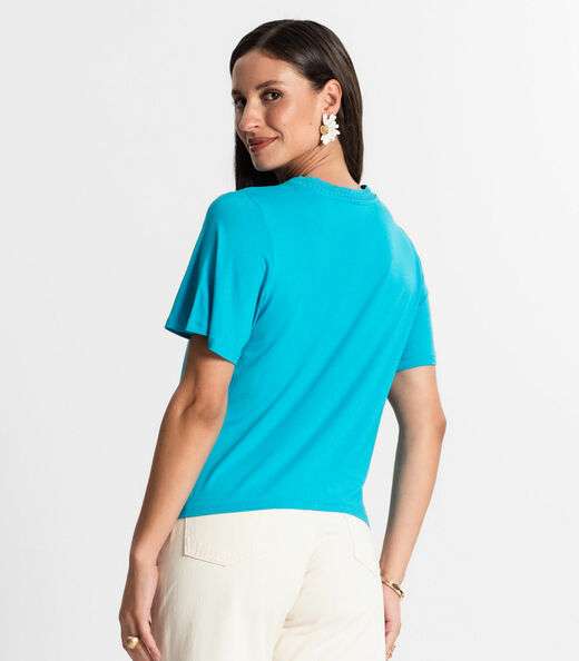 Blusa Feminina Manga Curta Rovitex Azul