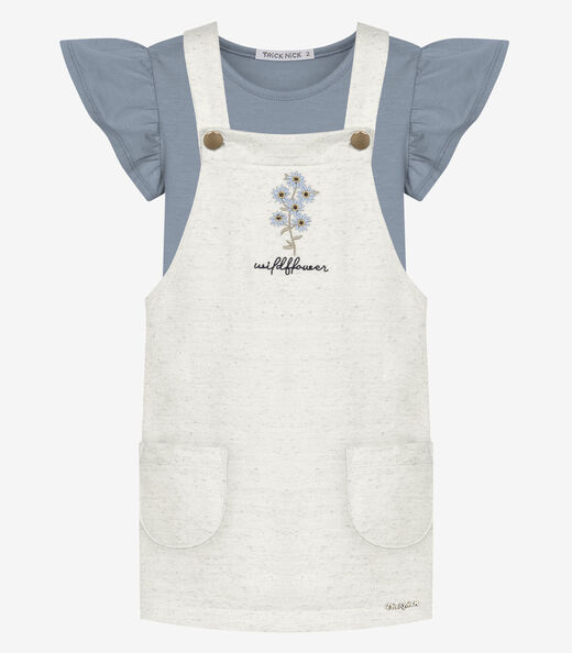 Conjunto Infantil Blusa Com Salopete Trick Nick Bege