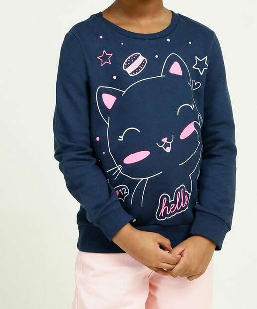 Blusão Infantil Estampa Gato Marisa Tam 4 a 10 