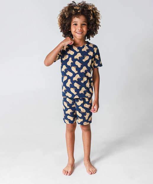 Pijama Infantil Capivara Marisa Tam 4 a 12 Azul