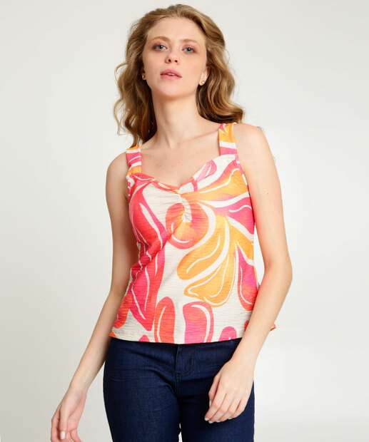 Blusa Regata Feminina Estampa Flores Marisa