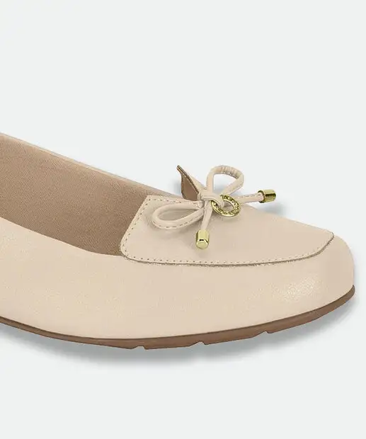 Sapatilha Feminina Bico Redondo Laço Modare Bege 