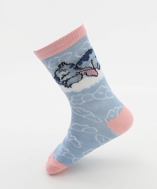 Kit 2 Meias Infantil Estampa Stitch Disney Rosa