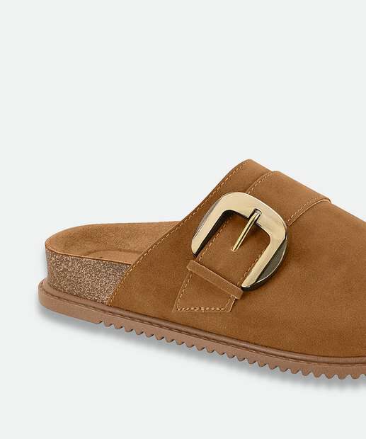 Mule Feminino Fivela Bico Redondo Beira Rio Marrom