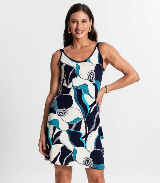 Image_Vestido De Alça Estampado Rovitex Azul
