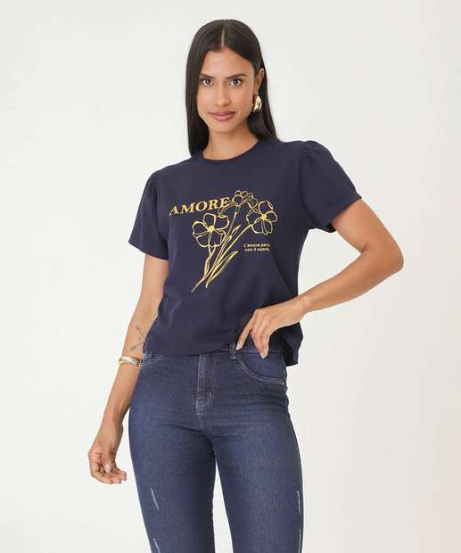 Image_Blusa Feminina Estampa Flores Manga Curta 