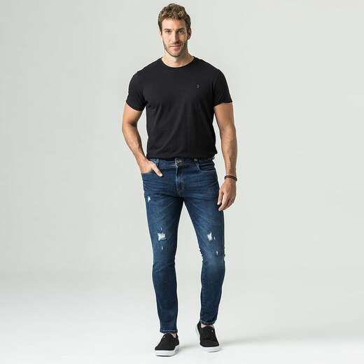 Calça Jeans Skinny Puídos Masculina Zune