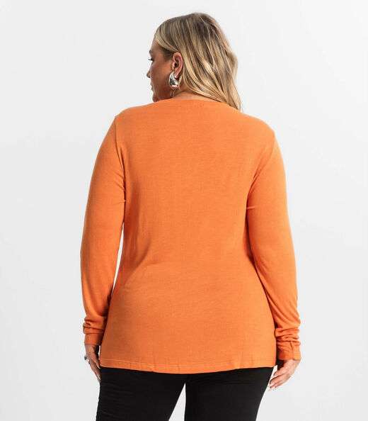 Blusa Manga Longa Visco Tricot Secret Glam Laranja