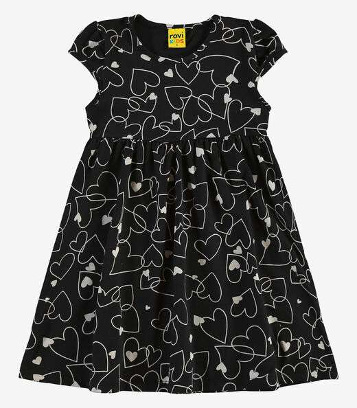 Vestido Infantil Corações Rovi Kids Preto