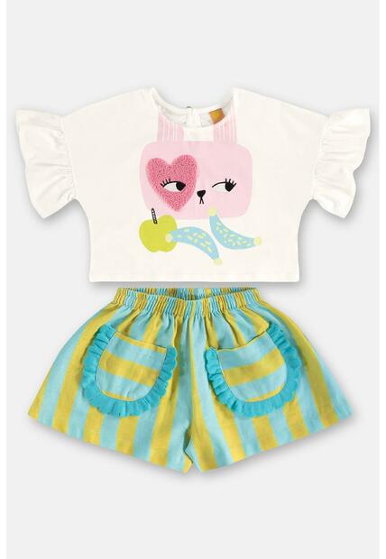 Conjunto Menina com Blusa e Short Três e Já