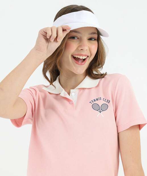 Vestido Polo Juvenil Pregas Marisa Tam 10 a 16 Rosa