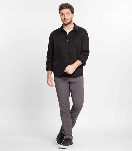 Camisa Manga Longa Sarja Diametro Preto