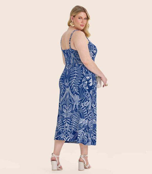 Vestido Midi Plus Size Secret Glam Azul