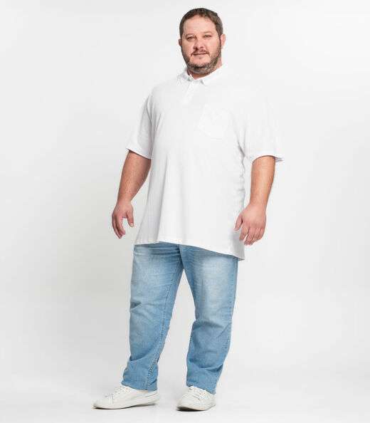 Camisa Polo Piquet Plus Size Masculina KO Branco