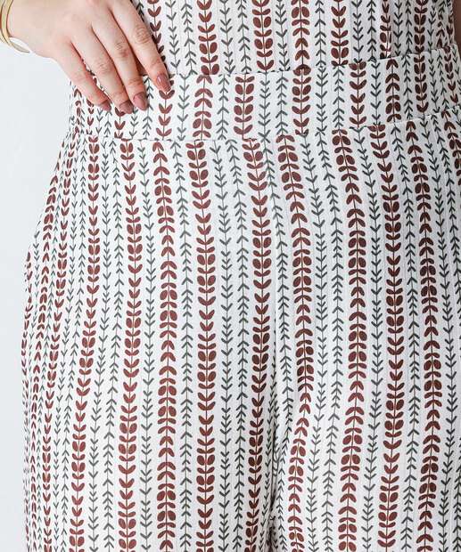 Calça Plus Size Feminina Pantacourt Estampada Marisa Off White