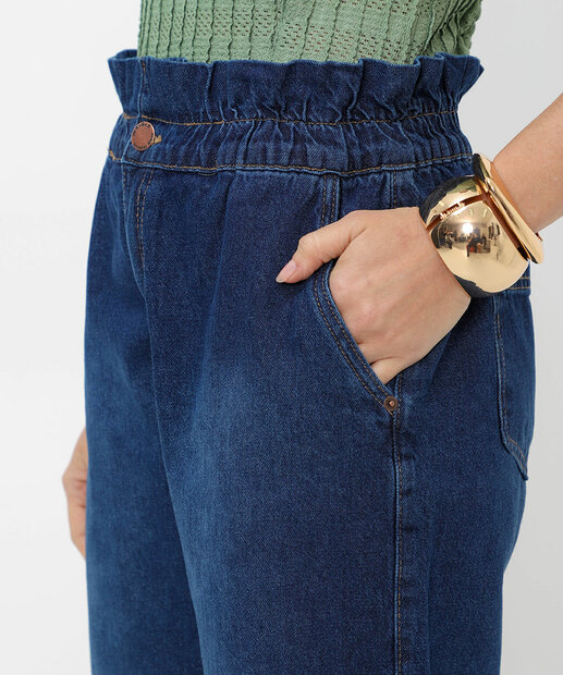 Calça Jeans Feminina Clochard Bolsos Azul