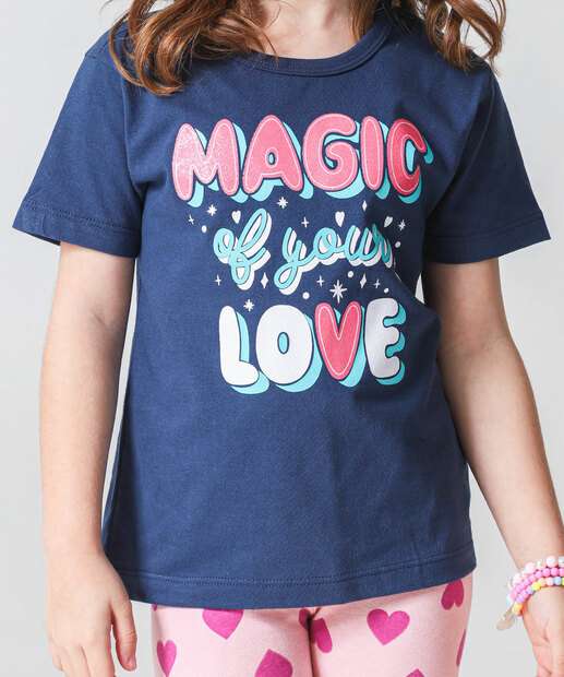 Camiseta Infantil Estampa Frase Marisa Tam 4 a 10 Azul