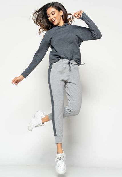 Calça  Comfy Jogger Com Faixa Lateral Moletinho MesclaeGrafite Salvatore Fashion