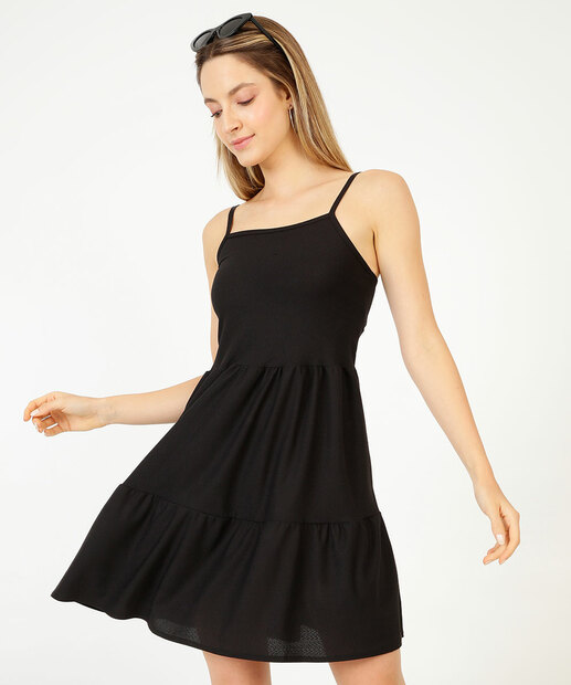 Vestido Feminino Textura Alças Finas Marisa