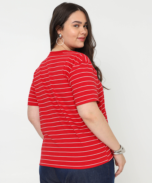 Blusa Plus Size Feminina Listrada Marisa Vermelho