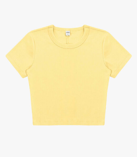 Blusa Cropped Ribana Básica Rovitex Amarelo
