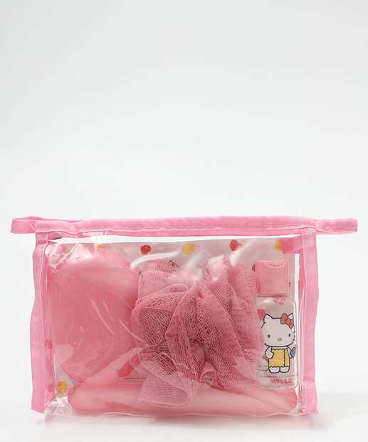 Kit de Viagem Feminino 5 Peças Hello Kitty Rosa