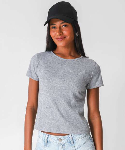 Image_Blusa Feminina Canelada Mecla Manga Curta Marisa Cinza