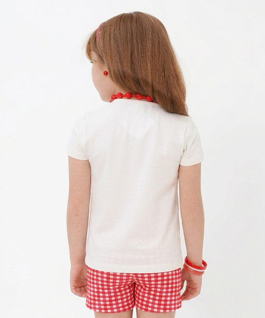Conjunto Infantil Estampa Morango Tam 4 a 10 Off White