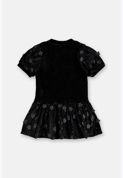 Vestido Veludo Bordado Forro Up Baby