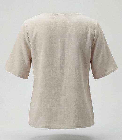 Blusa Cropped Feminina Em Viscose Infinita Cor Bege