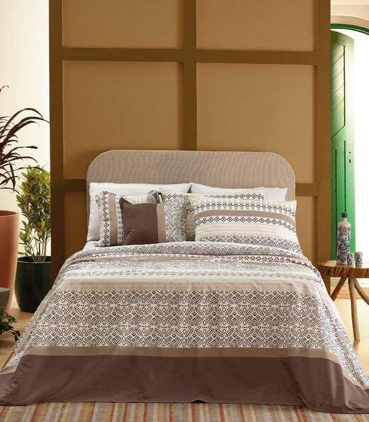 Jogo De Cama Classic Queen 4 Peças Teka Bege