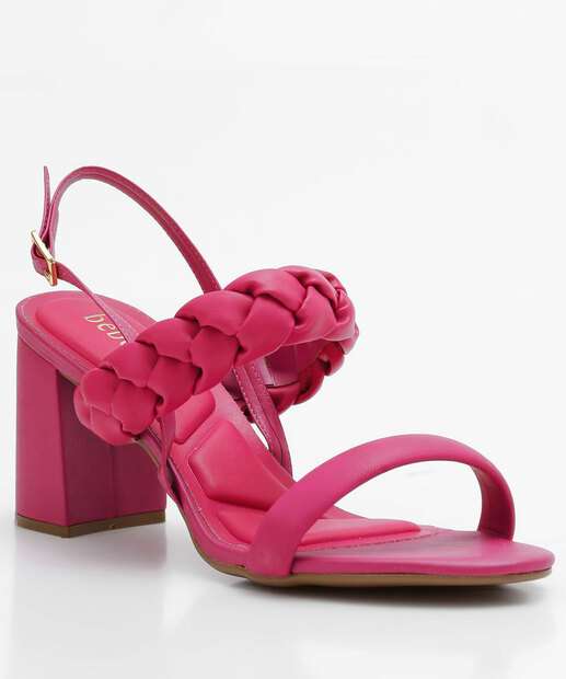 Sandália Salto Grosso Feminina Trançada Bebecê