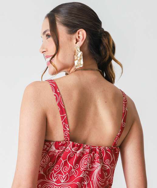 Vestido Midi Feminino Estampado Brilho Lurex Marisa