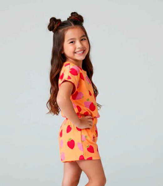 Conjunto Infantil Feminino Short E Blusa Select Laranja