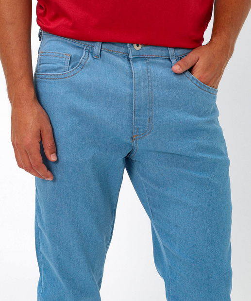 Calça Masculina Jeans Skinny Bolsos Azul Claro