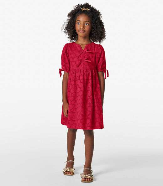 Vestido em Laise Corações e Viscose Khy Trick Nick Vermelho