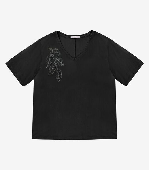 Image_Blusa Manga Curta Feminina Plus Size Secret Glam Preto