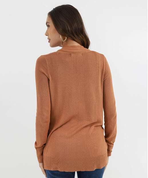 Cardigan Feminino Tricô Alongado Marisa Marrom