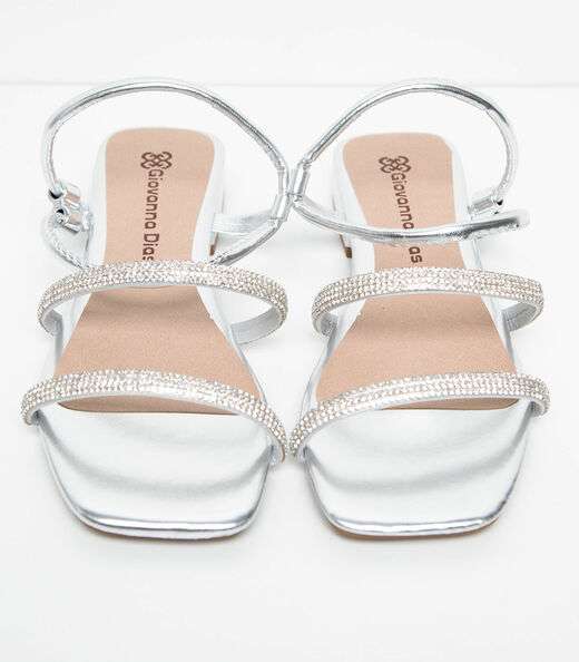 Sandália Feminina Com Strass Select Prateado