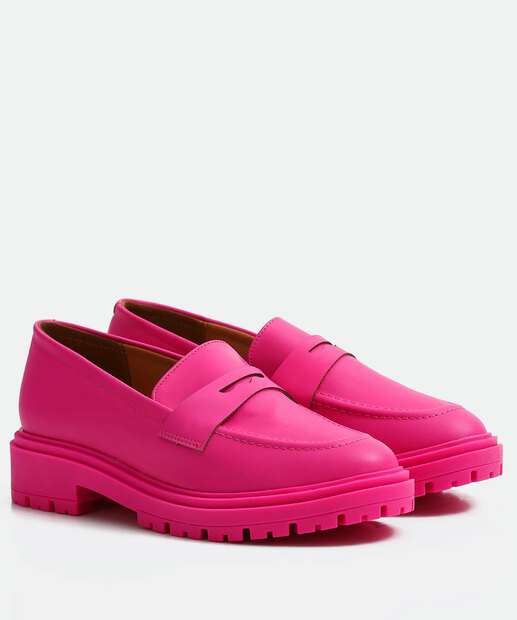 Mocassim Loafer Feminino Salto Grosso Tratorado Vizzano