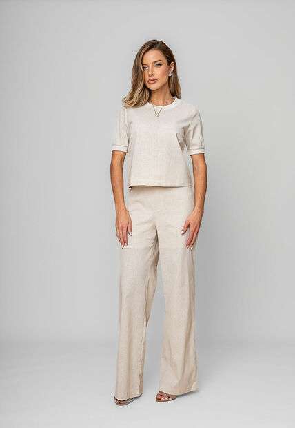 Image_Calça Reta Lisa Alfaiataria Marfim Salvatore