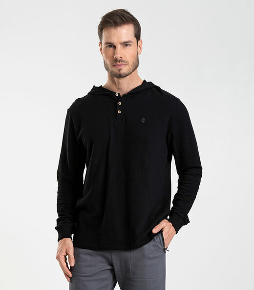 Image_Camiseta Manga Longa Com Capuz De Malhão Diametro Preto