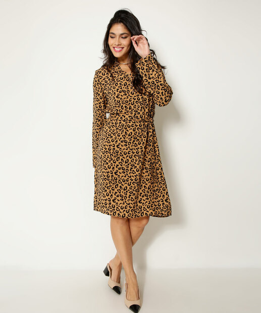Vestido Feminino Chemise Animal Print Marisa
