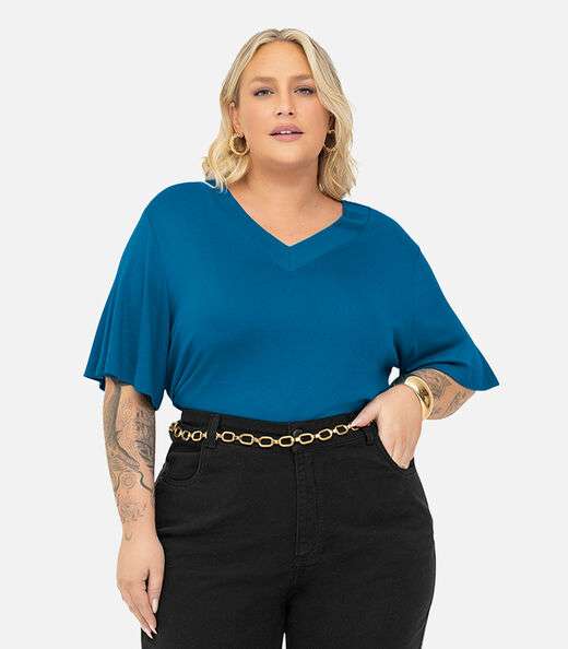 Image_Blusa Visco Tricot Plus Size Secret Glam Azul