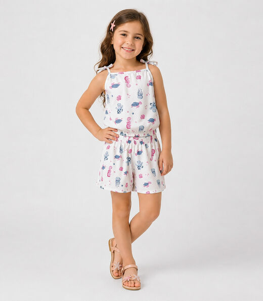 Conjunto Infantil Blusa de Alça e Short Select Bege