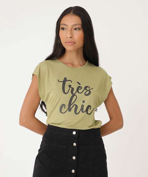 Blusa Feminina Estampa Frontal Manga Curta Marisa