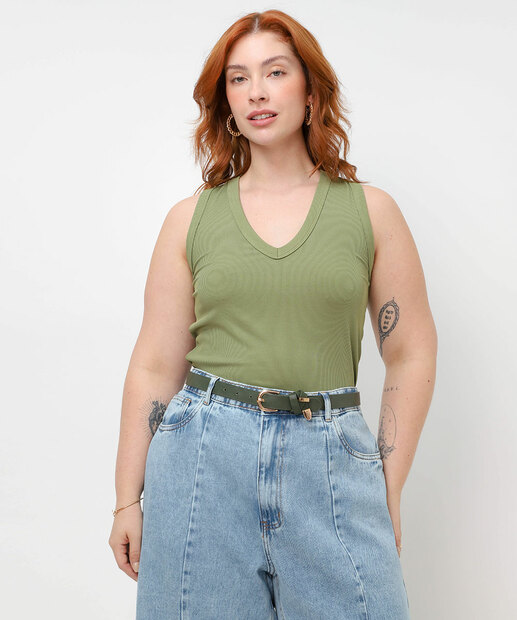 Image_Blusa Regata Plus Size Canelada Marisa Verde
