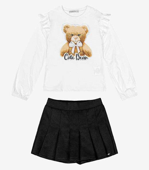 Conjunto Infantil Blusa Com Shorts Saia Trick Nick Preto